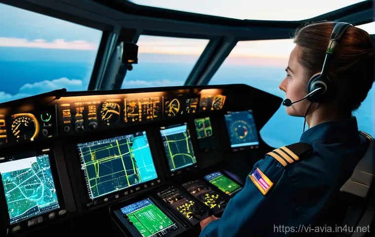 항공운항관리사와 날씨 분석 툴 - **Prompt:** "A wide, clean, and modern shot of a female aviation meteorologist, early 30s, dressed i...