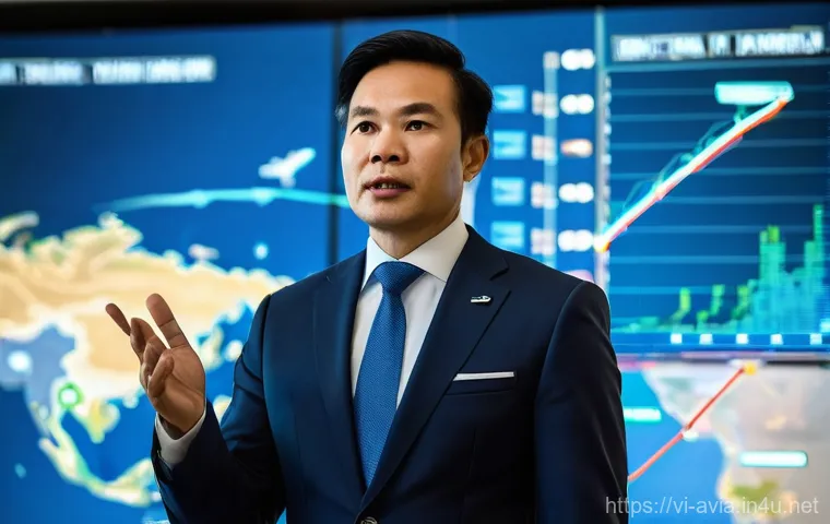 항공운항관리사 해외 출장 사례 - **Prompt:** A cheerful Vietnamese airline operations specialist, a man in his early 30s, is sharing ...