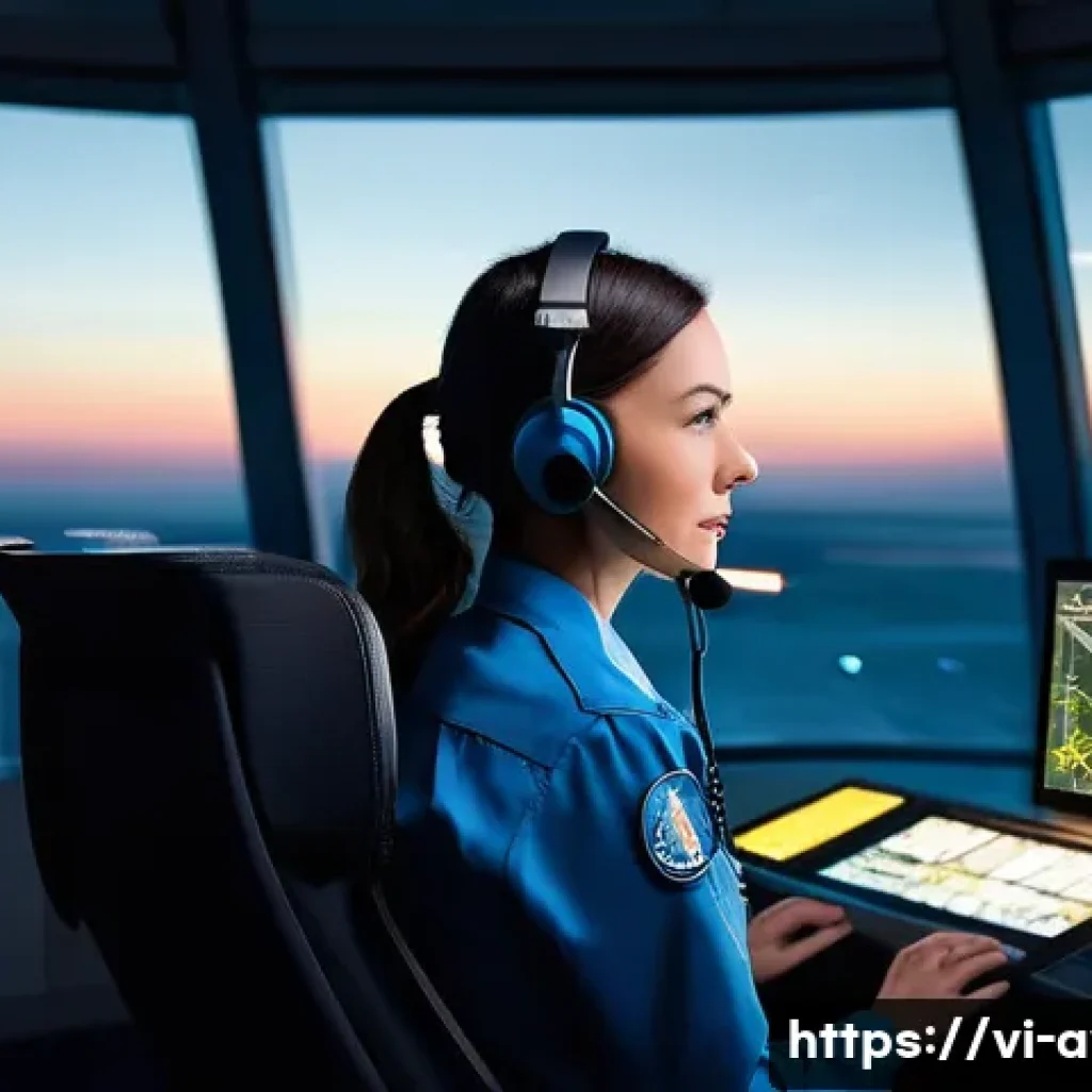 항공운항관리사 실무 기술 - **Prompt 1: Focus on Intense Concentration and Multitasking in a Modern Control Tower**
"A wide ...