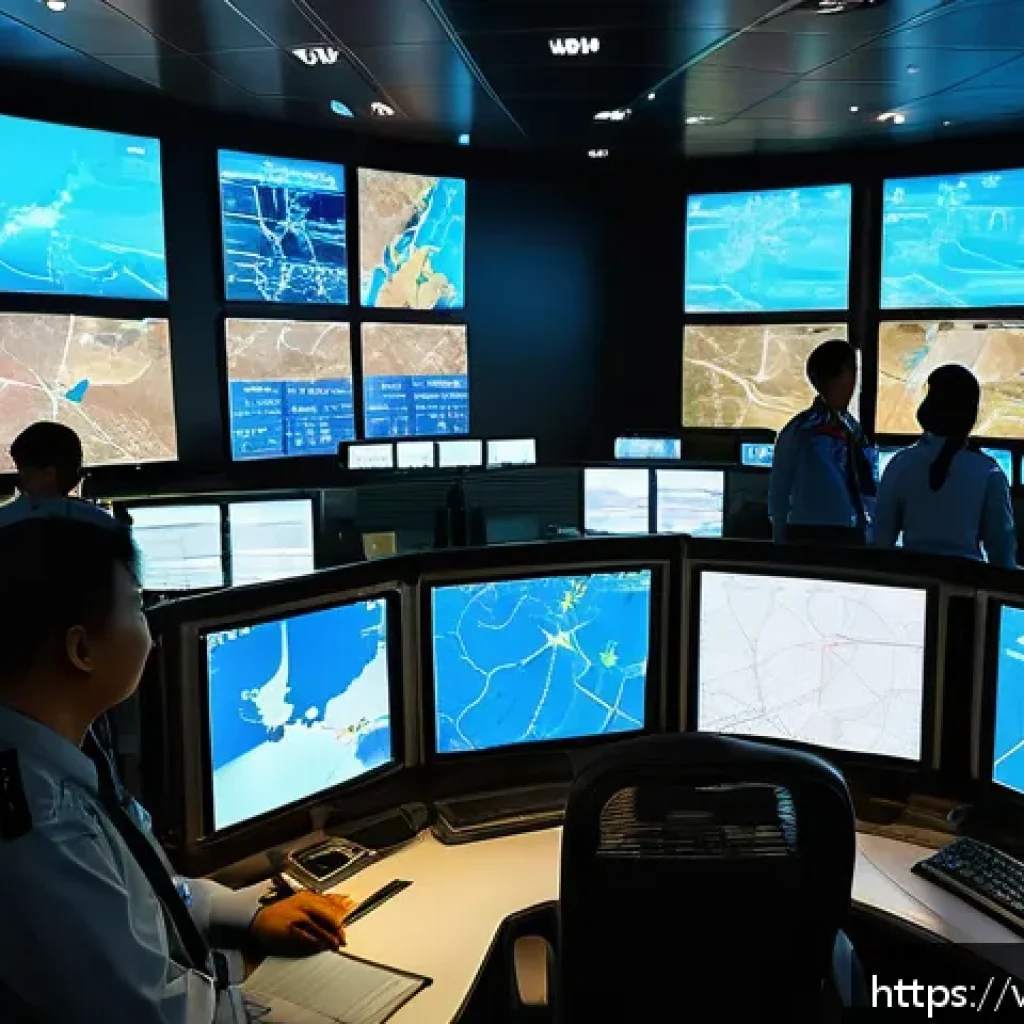 항공운항관리사 협업 사례 - A modern air traffic control center in Vietnam, featuring a diverse team of air traffic controllers ...