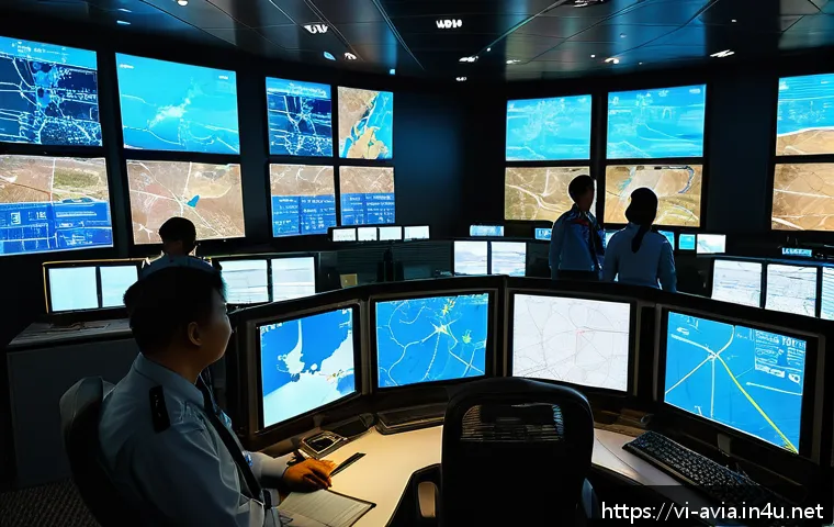 항공운항관리사 협업 사례 - A modern air traffic control center in Vietnam, featuring a diverse team of air traffic controllers ...